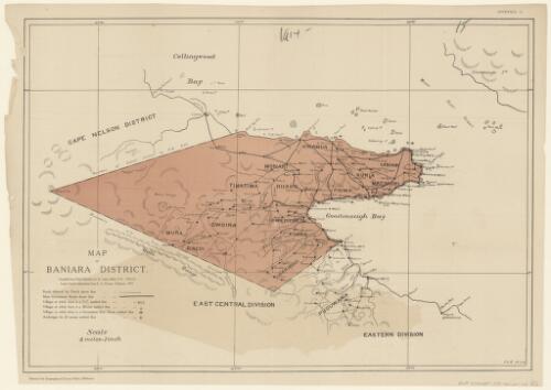 Map of Baniara District [cartographic material] / compiled from patrol sketches by A. Liston Blyth, P.O., 1914-15 ; latest Gwoira information from S.A. Hooper, February, 1915