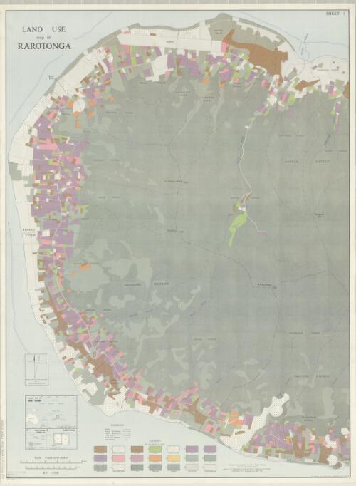 Land use map of Rarotonga / produced by the Geography Department, Massey University, Palmerston North, New Zealand ; drawn by the Department of Lands & Survey, Wellington, N.Z. ; field survey by I.G. Bassett, Aug-Sept. 1965