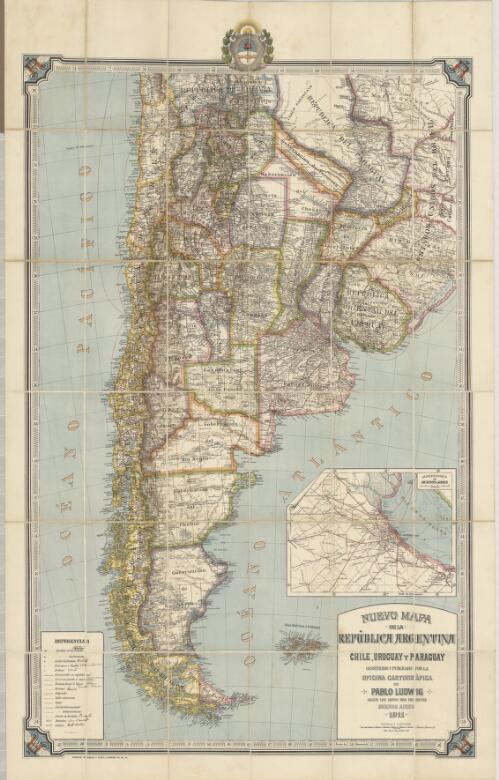 Nuevo mapa de la Republica Argentina, Chile, Uruguay y Paraguay / construido y publicado por la Oficina Cartografica de Pablo Ludwig segun los datos mas recuentes. Buenos Aires, 1911