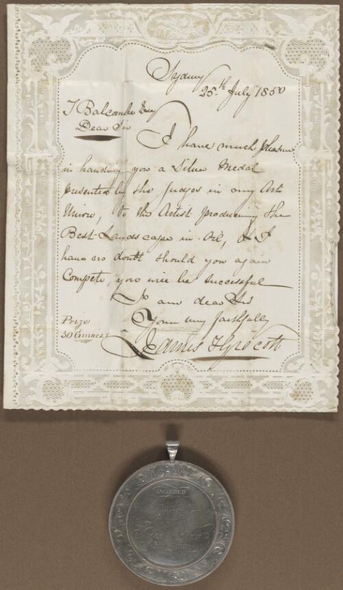 Grocott Art Award, silver medal, 25 July 1850