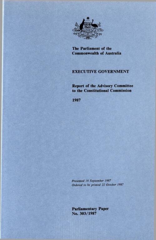 Report of the Advisory Committee on Executive Government