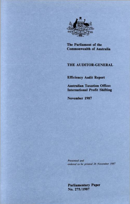 Australian Taxation Office. International profit shifting / The Auditor-General