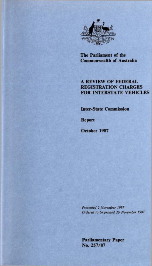 The review of federal registration charges for interstate vehicles / Inter-state Commission