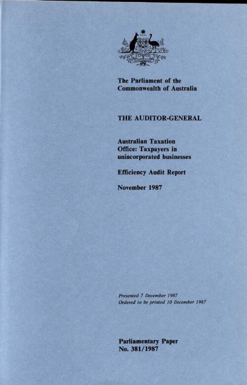 Australian Taxation Office : taxpayers in unincorporated businesses / the Auditor-General