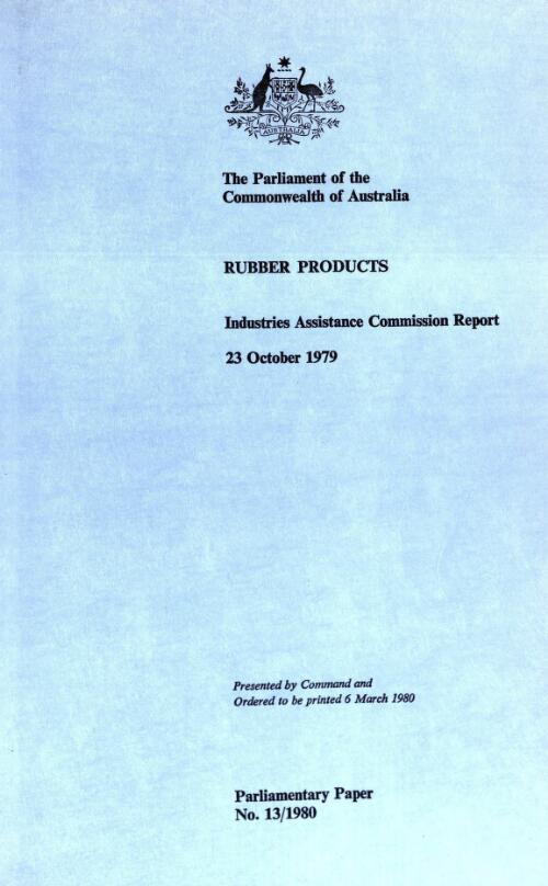 Rubber products : Industries Assistance Commission report, 23 October 1979