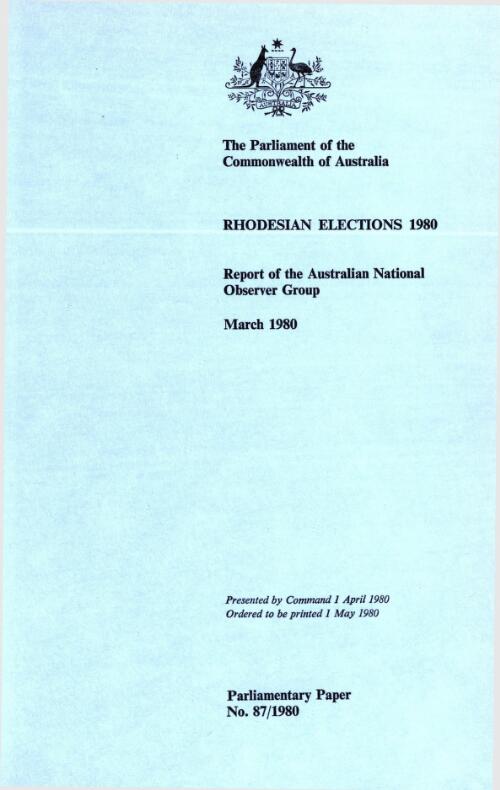 Rhodesian elections 1980 / report of the Australian National Observer Group, March 1980
