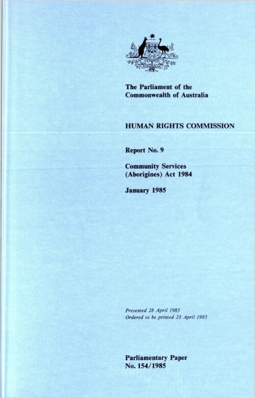 Community Services (Aborigines) Act 1984  / Human Rights Commission