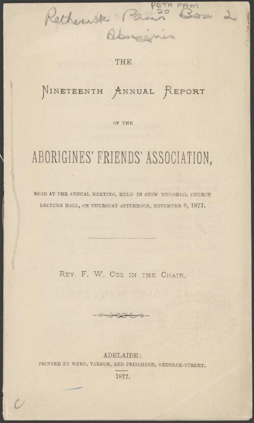 Annual report of the Aborigines' Friends' Association