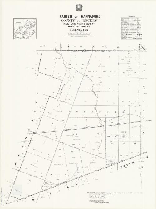 Parish of Hannaford, County of Rogers [cartographic material] / drawn and published at the Survey Office, Department of Lands