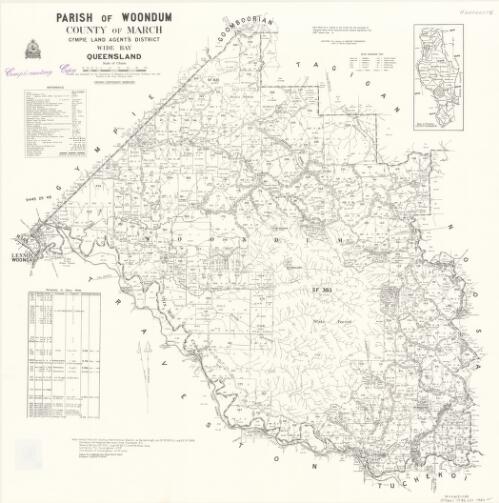 Parish of Woondum, County of March [cartographic material] / Drawn and published by the Department of Mapping and Surveying, Brisbane