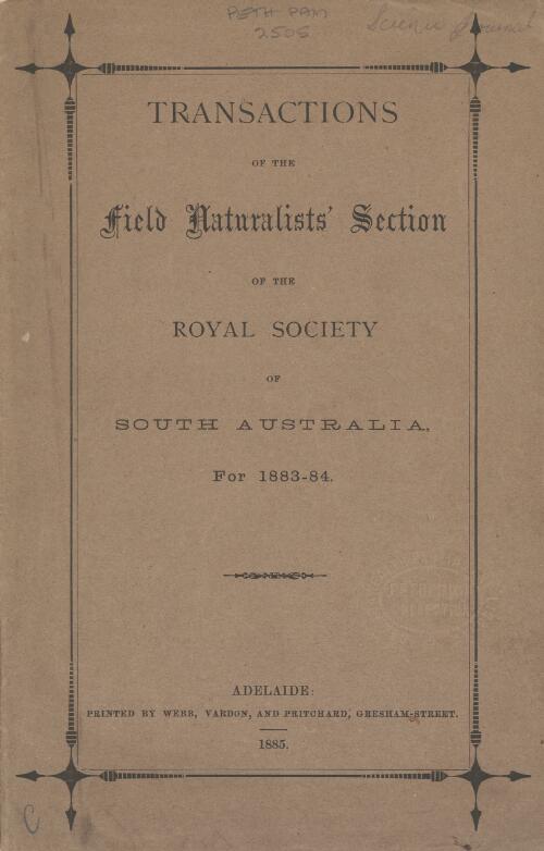 Transactions of the Field Naturalists' Section of the Royal Society of South Australia, for 1883-84