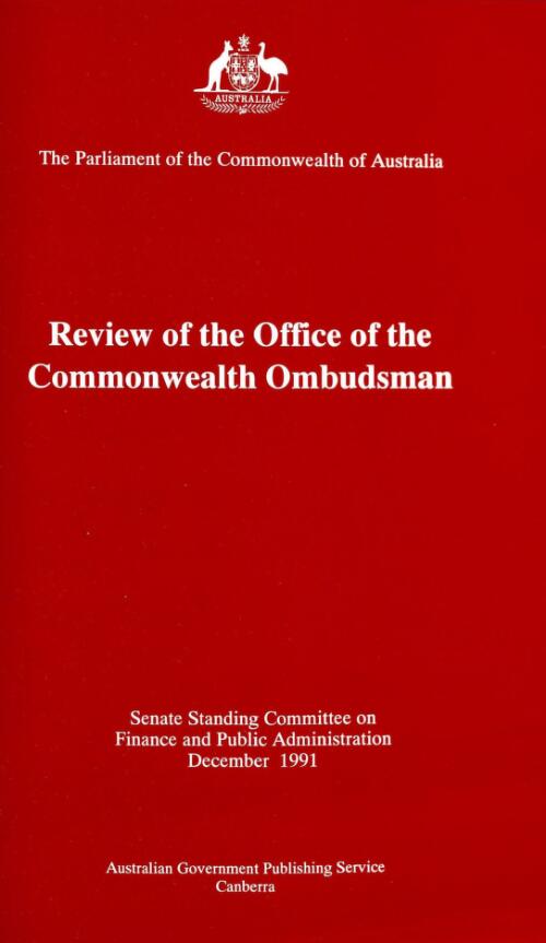 Review of the Office of the Commonwealth Ombudsman / Senate Standing Committee on Finance and Public Administration