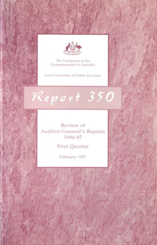 Review of Auditor-General's reports 1996-97 : first quarter / Parliament of the Commonwealth of Australia, Joint Committee of Public Accounts