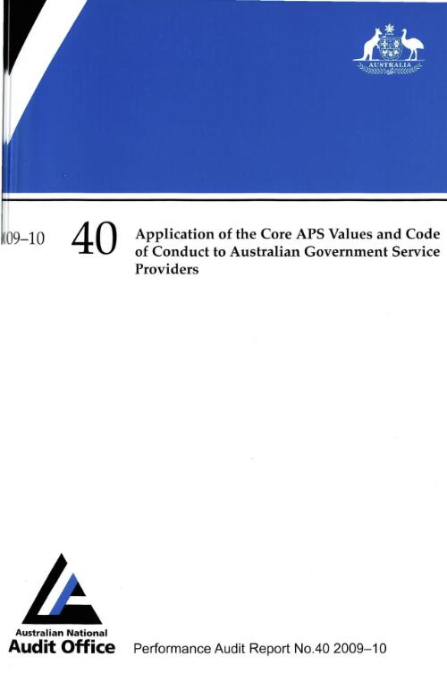Application of the core APS values and code of conduct to Australian Government Service providers