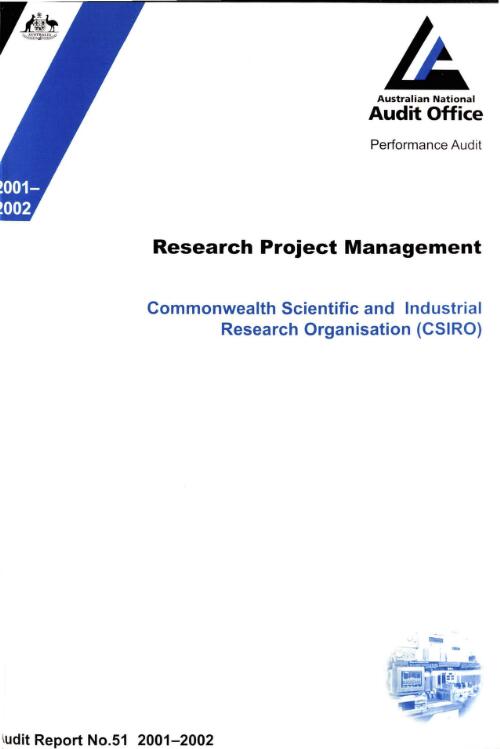 Research project management : Commonwealth Scientific and Industrial Research Organisation (CSIRO) / the Auditor-General