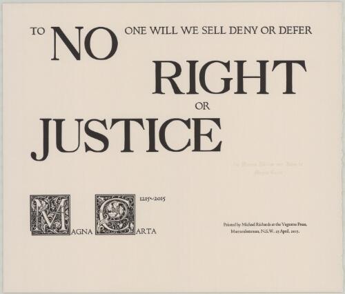 To no one will we sell deny or defer right or justice : Magna Carta, 1215-2015