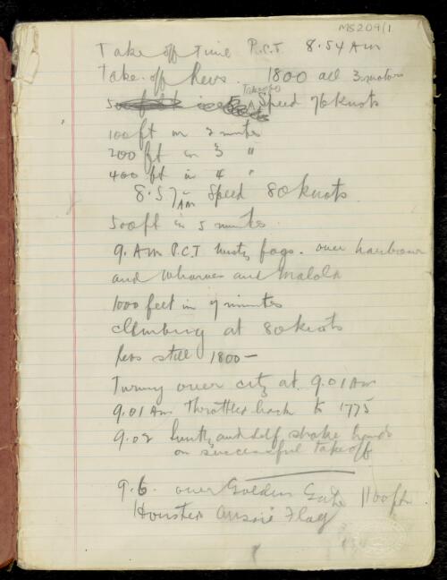 Papers of Sir Charles Kingsford-Smith, 1917-1935 [manuscript]