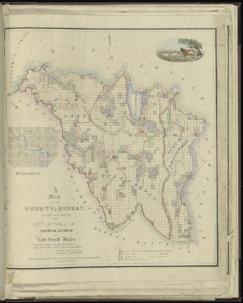 A map of the County of Murray [cartographic material] : dedicated by permission to Sir T.L. Mitchell, Knt., Surveyor General of New South Wales / compiled expressly for the printer and publisher of the Australian Atlas, W. Baker, Hibernian Press, 103 King Street, East Sydney