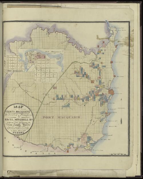 Map of County Macquarie [cartographic material] : dedicated by permission to Sir T.L. Mitchell, Knt., Surveyor General of New South Wales / compiled expressly for the printer and publisher of the Australian Atlas, W. Baker, Hibernian Press, 103 King St., East Sydney