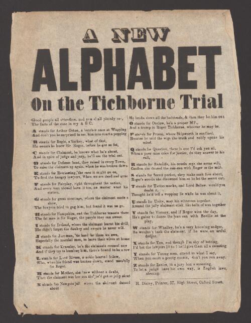 A New alphabet on the Tichborne trial