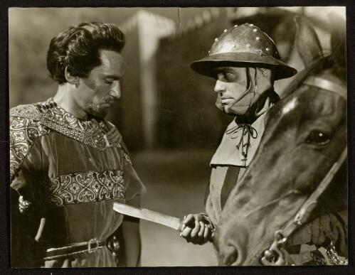 Peter Finch and Richard Todd in a scene from the movie The story of Robin Hood and his merrie men, [1952] [picture] / Charles Trigg
