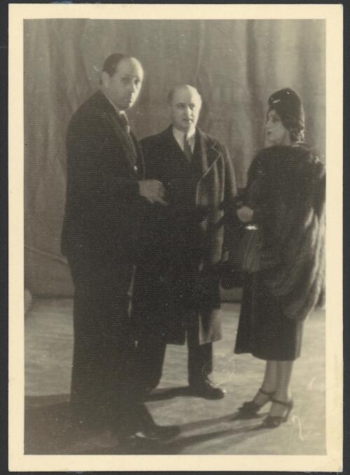 Serge Grigoriev, Michel Fokine and Fokine's wife Vera during the Covent Garden Russian Ballet tour [1938 or 1939] [picture]
