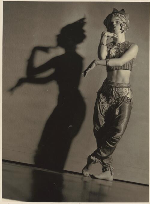 Moya Beaver in Indian style costume and pose, ca. 1934, [4] [picture]