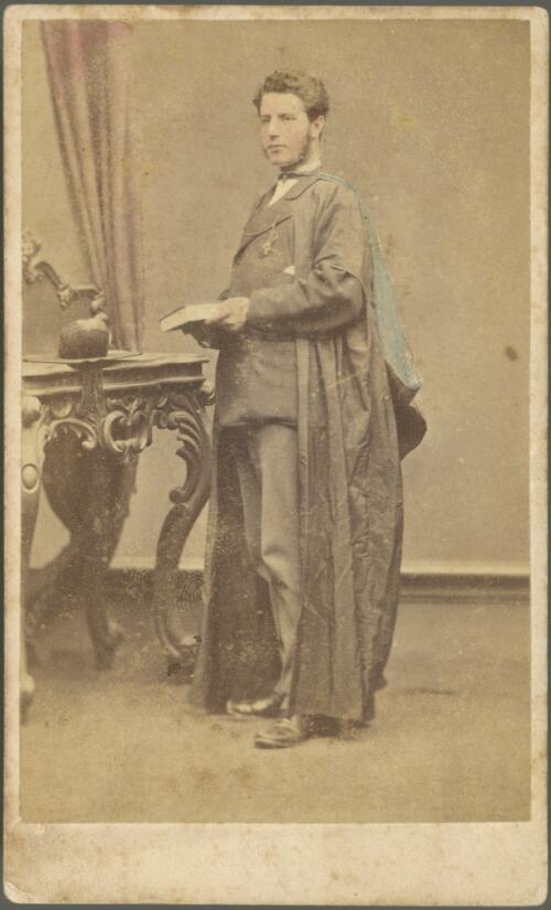 [Portrait of Edmund Barton in academic gown, holding a book, 1870] [picture] / B. C. Boake