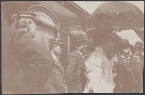Alfred Deakin saying goodbye to Lord and Lady Northcote [picture]