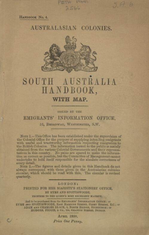 South Australia handbook, with map / issued by the Emigrants' Information Office