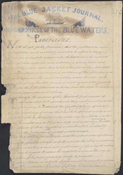 Blue Jacket journal and chronicle of the blue waters, 1855 [manuscript]