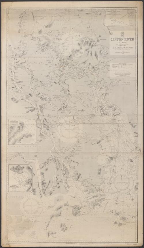 Canton River (Chu Kiang) with its western branches to Samshui and adjacent country [cartographic material] / compiled from British Government surveys to 1861 with additions from various authorities to 1927 ; Hydrographic Office
