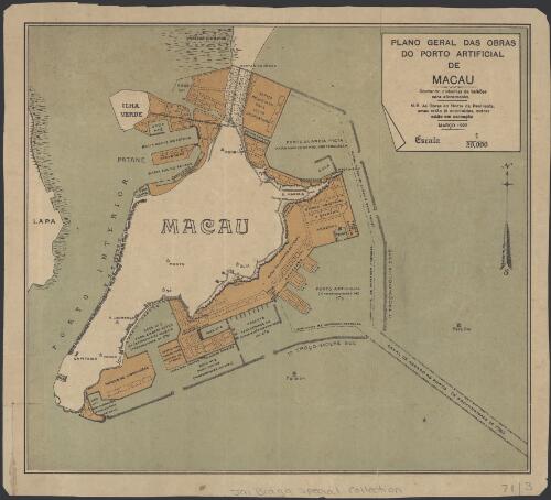 Plano geral das obras do porto artificial de Macau [cartographic material]