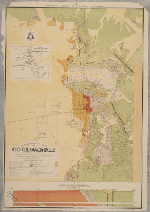 Geological map of Coolgardie : to accompany annual progress report of the Geological survey for 1897 / geological lines by T. Blatchford and E.L. Allhusen