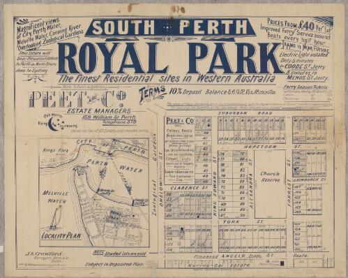 South Perth Royal Park : the finest residential sites in Western Australia / Peet and Co., estate managers