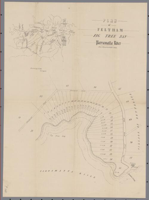 Plan of Feltham, Fig Tree Bay, Parramatta River [cartographic material] / Brownrigg & Row, Surveyors. Allan & Wigley, Lith