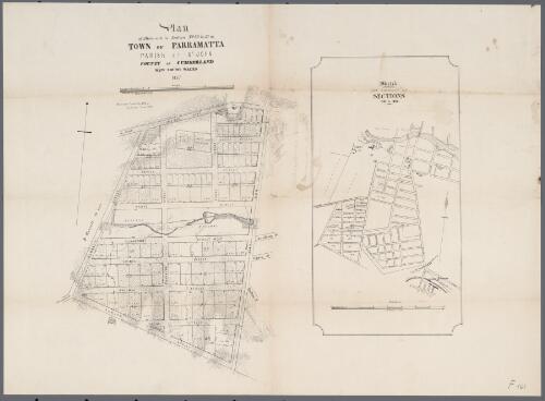 Plan of allotments in sections no.s 30 to 43 in town of Parramatta [cartographic material] : Parish of St John County of Cumberland New South Wales 1857 / Surveyor General's Office
