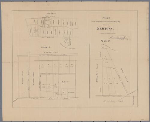 Plan of the properties of the late Fran. King situated at Newtown [cartographic material] / J. Degotardi, Lith