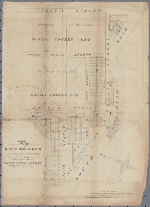 Plan of Upper Paddington [cartographic material] : divided into allotments for sale being part of the Point Piper Estate