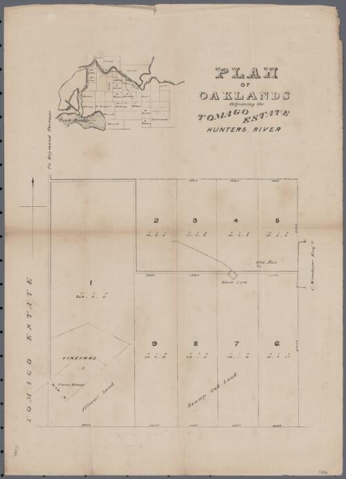 Plan of Oaklands adjoining the Tomago Estate, Hunters River [cartographic material]
