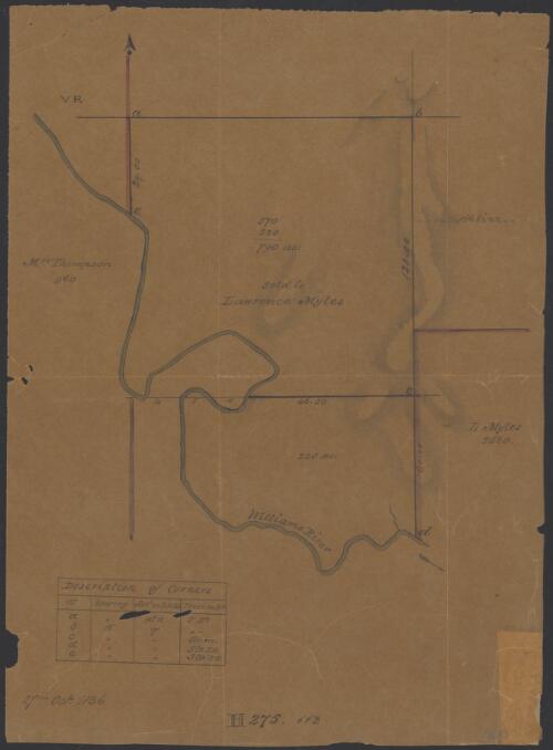 [Tracing shewing properties adjacent to Williams River] [cartographic material] : 27th Oct. 1836