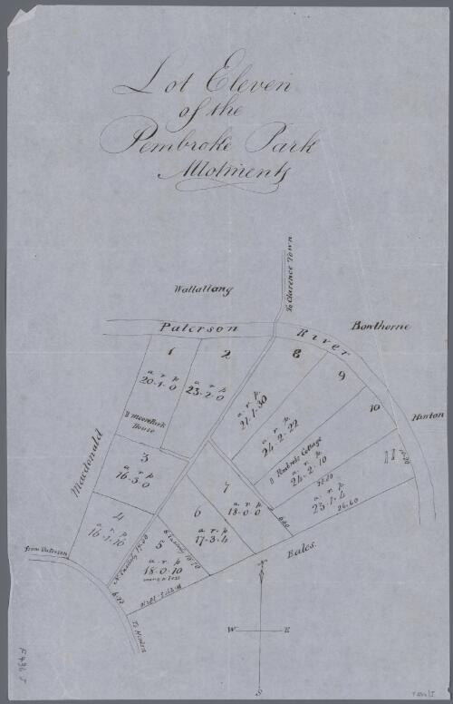 Lot eleven of the Pembroke Park allotments [cartographic material] : on Paterson River, N.S.W
