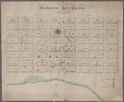 A plan of Melbourne Port Phillip [cartographic material] / from actual survey by J. Williamson Surr.; R. Clint Engraver Sydney