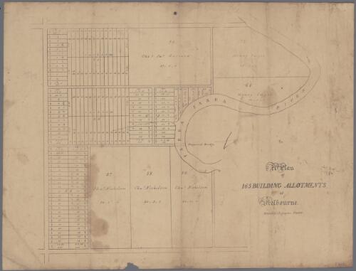 A plan of 165 building allotments at Melbourne [cartographic material] / R. Clint Lithographer