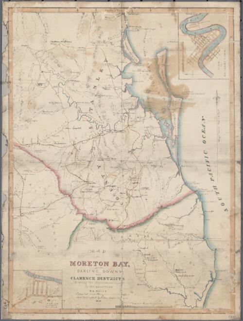 Map of Moreton Bay part of Darling Downs and Clarence districts shewing  the stations occupied by the squatters N.S.Wales [cartographic material] / R. Dixon delg