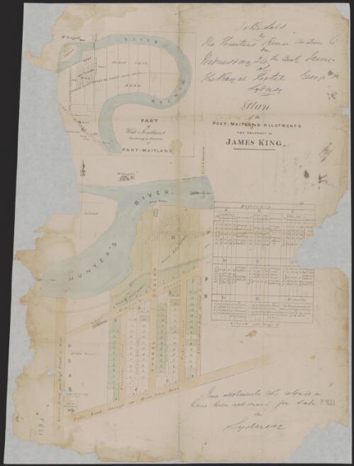 Plan of the Port Maitland allotments, the property of James King [cartographic material]
