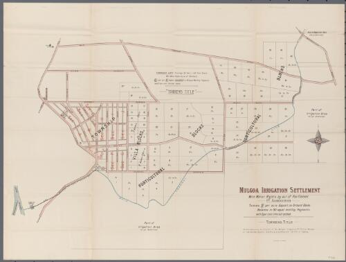Mulgoa irrigation settlement with water rights by Act of Parliament 1st subdivision [cartographic material]