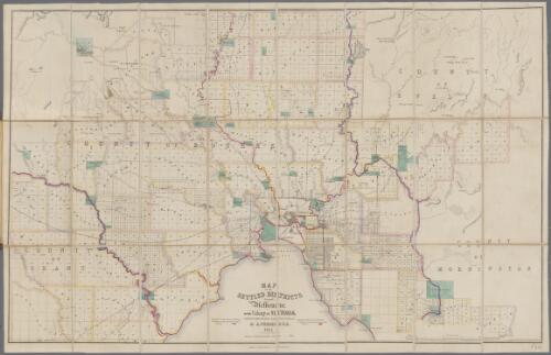 Map of the settled districts around Melbourne in the Colony of Victoria [cartographic material] / compiled from the most authentic sources by A. Purchas, 1854