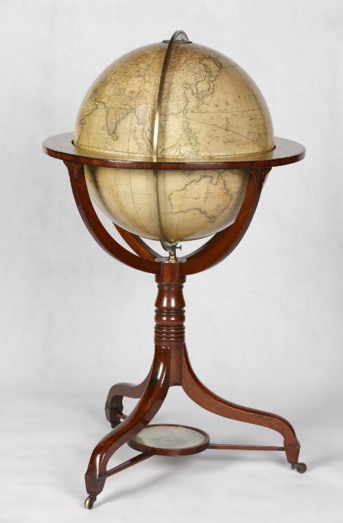Cary's New terrestrial globe [cartographic material] : exhibiting the tracks and discoveries made by Captain Cook ; also those of Captain Vancouver on the north west coast of America ; and M. de La Perouse, on the coast of Tartary, together with every other improvement collected from various navigators to the present time