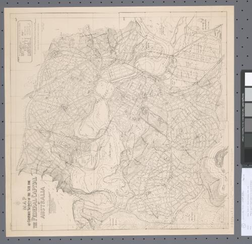 [Federal Capital Design Competition premiated designs]. [Competitor no. 41, Arthur C. Comey] [cartographic material] : [on base map] Map of contour survey of the site for the Federal Capital of Australia / drawn and printed at the Department of Lands, N.S.W